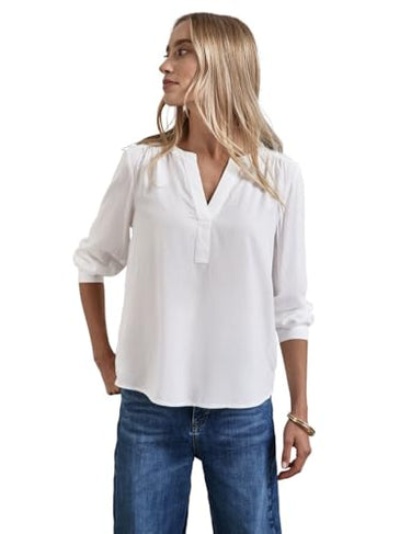 Street One Damen A345112 Tunika Bluse In Unifarbe, Off White, EU im Sale